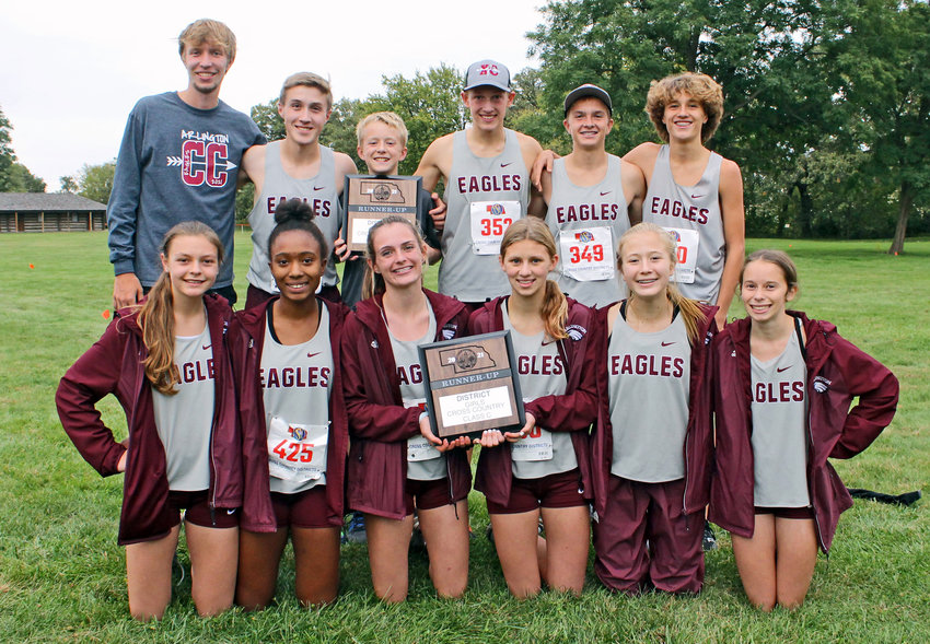 The Arlington cross-country team qualified for the state meet Thrusday during district competition at Fort Atkinson. Team members are, front row, from left, Hailey O'Daniel, Kelise Cook-Krivohlavek, Keelianne Green, Whitney Wollberg, Brooke HIlgenkamp and Brynn Eckhart. Back row: Barrett Nielsen, Luke Hammang, Kolby Tighe, Nolan May, Kevin Flesner and Dallin Franzluebbers.