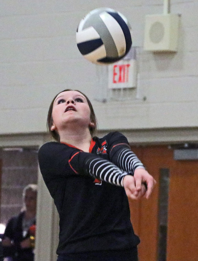 Fort Calhoun sophomore Ruby Garmong makes a play on the ball Monday at North Bend Central.