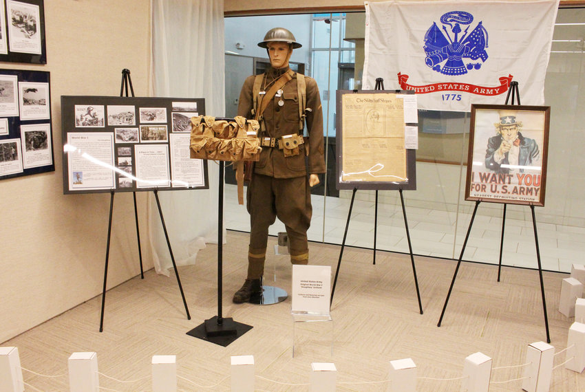 A World War I Army uniform is one of several items on loan from Herman resident Gary Wachter for the salute to veterans exhibit at the Blair Public Library and Technology Center.