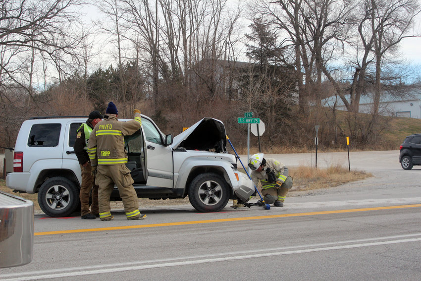 The driver of a Jeep was transported to an Omaha hospital with non-life threatening injures following a two-vehicle accident Monday afternoon on U.S. Highway 75 near County Road P47.