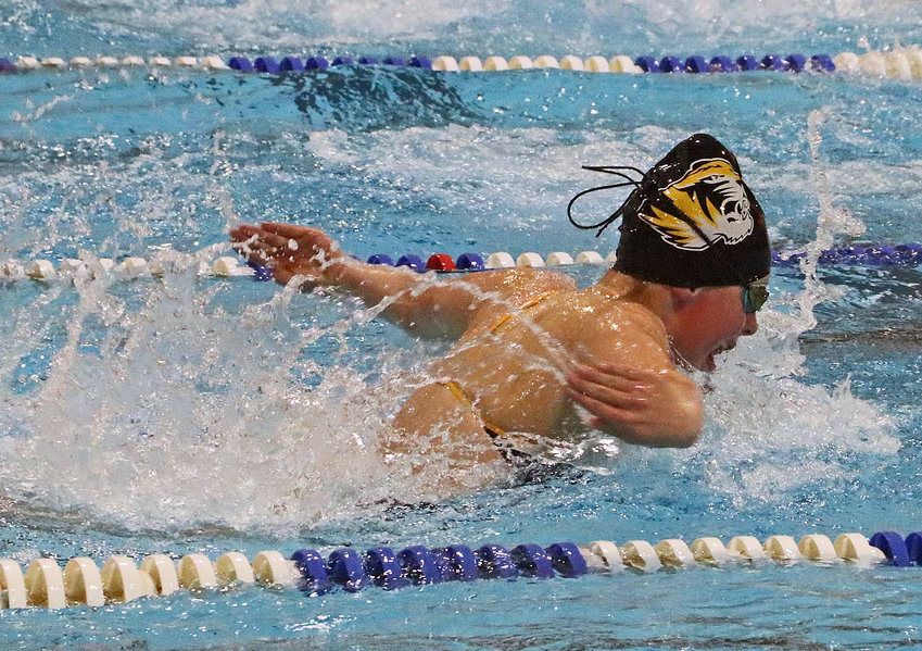 Blair freshman Ryleigh Schroeter swims Tuesday in Fremont.