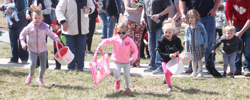 And they're off! Children race for eggs at the Herman Easter Egg Hunt on April 9.