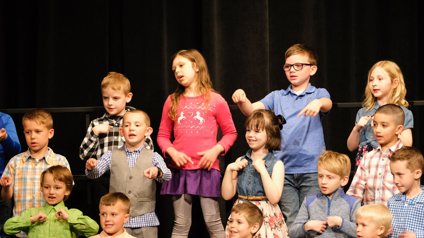 North Primary School first graders perform at Spring Sing April 7.