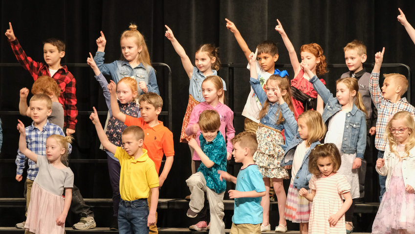 North Primary School first graders move to the music at Spring Sing.