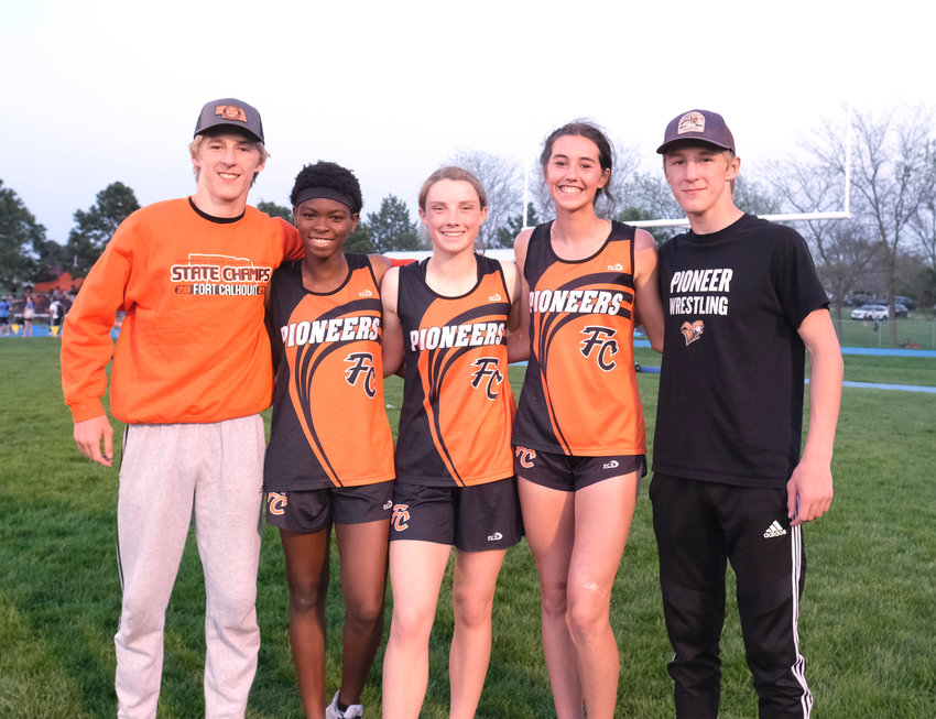 The 2022 Fort Calhoun High School state track and field qualifiers. From left: Lance Olberding, Dala Drowne, Kaylee Taylor, Bria Bench and Ely Olberding.