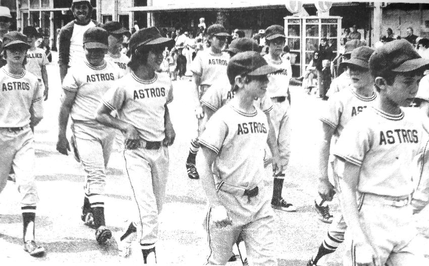 The Blair Little League Astros take part in a 1974 Blair Jaycees parade.