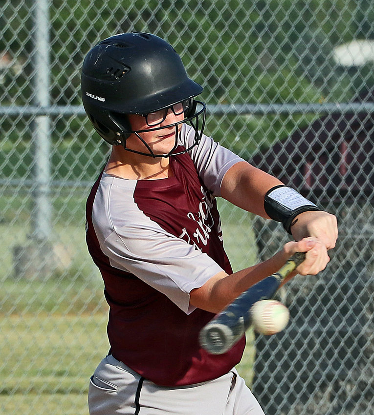 Arlington's Jack Landauer hits a single Tuesday at the Two Rivers Sports Complex.