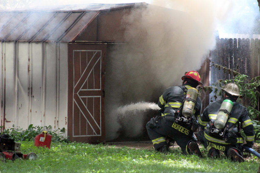 A shed fire was put out in less than 10 minutes by the Blair Volunteer Fire Department Thursday afternoon in the 800 block of North 12th Street. Several items were also removed from the shed and blasted with the fire hose.