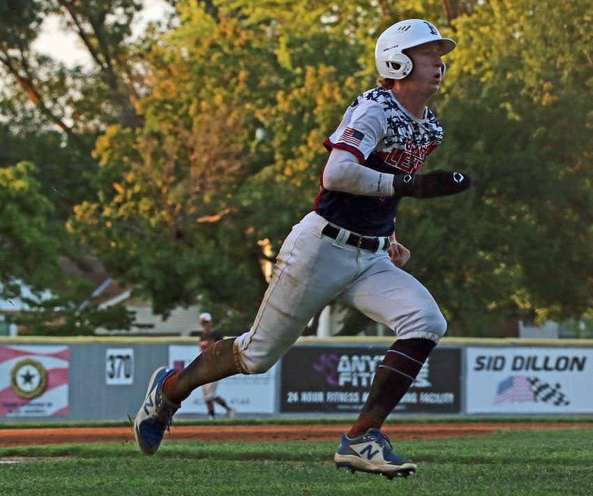 Blair base-runner Nate Wachter heads home Friday at Vets Field.