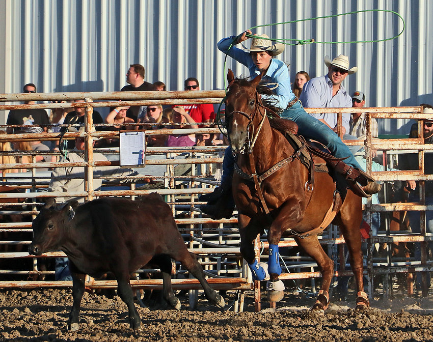 Hailey O'Daniel of Arlington competes in the breakaway roping Saturday at the Washington County Fairgrounds.