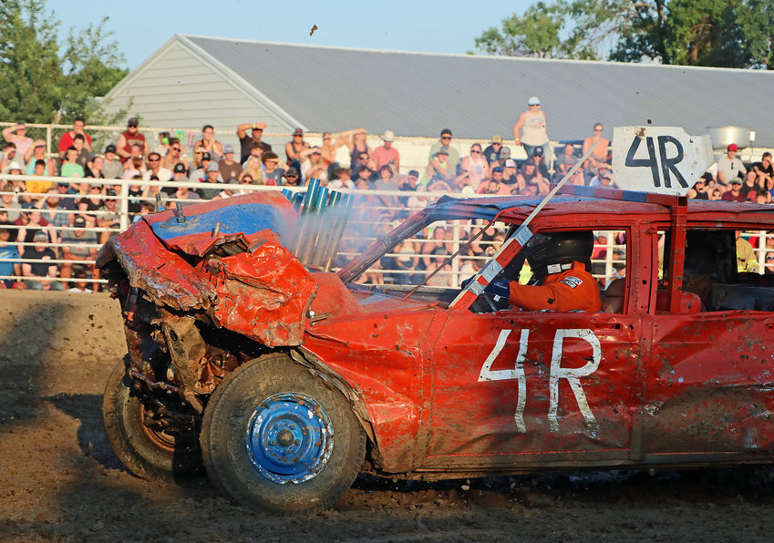 Ray Graef Jr. of Arlington competes behind the wheel of the No. 4R car Aug. 3 at the Washington County Fairgrounds.