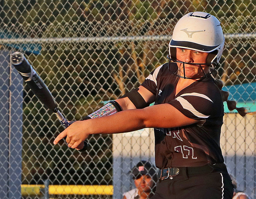 Blair's Brooke Janning follows through on a single swing Monday at the Youth Sports Complex.