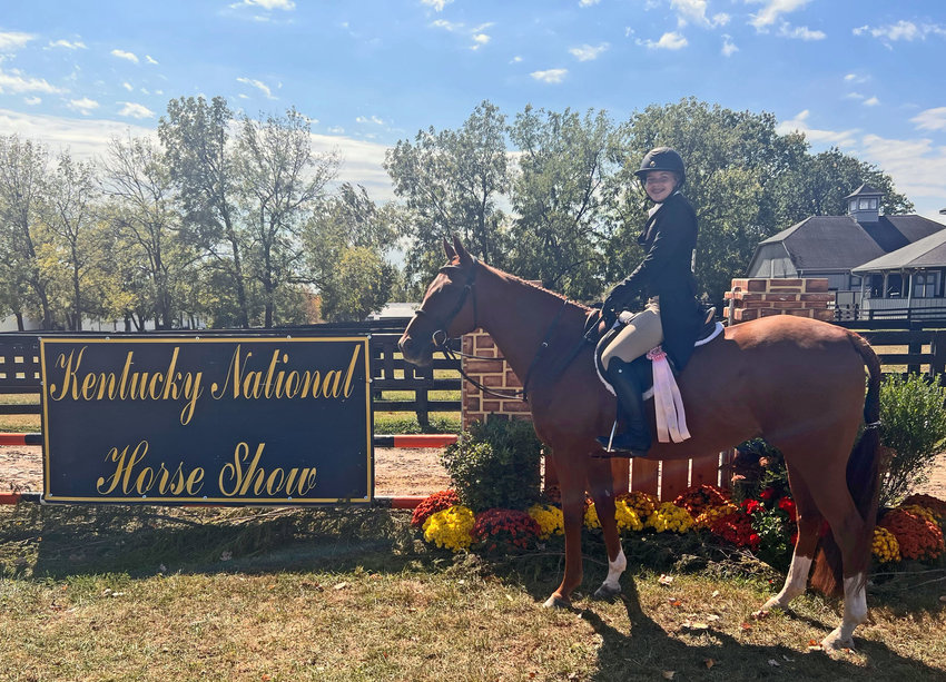 Harper Tjardes, 14, of Fort Calhoun and her horse Vegas recently competed at the Kentucky National Horse Show in Lexington, Ky.