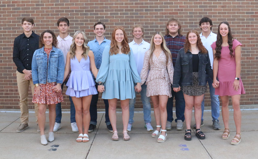 The 2022 Blair Homecoming Court candidates are, from left: (front row) Cailey Anderson, Hayen Bosanek, Norah Cloudt, Taylor Hanson, Kaitlyn Johnson and Tessa Villotta; and (back row) Cole Christensen, Sergio Dominguez, Kamdon Hansen, Dane Larsen, Seagan Packett and Shea Wendt. The King and Queen will be crowned at the coronation ceremony following the homecoming parade Friday, Oct. 7.
