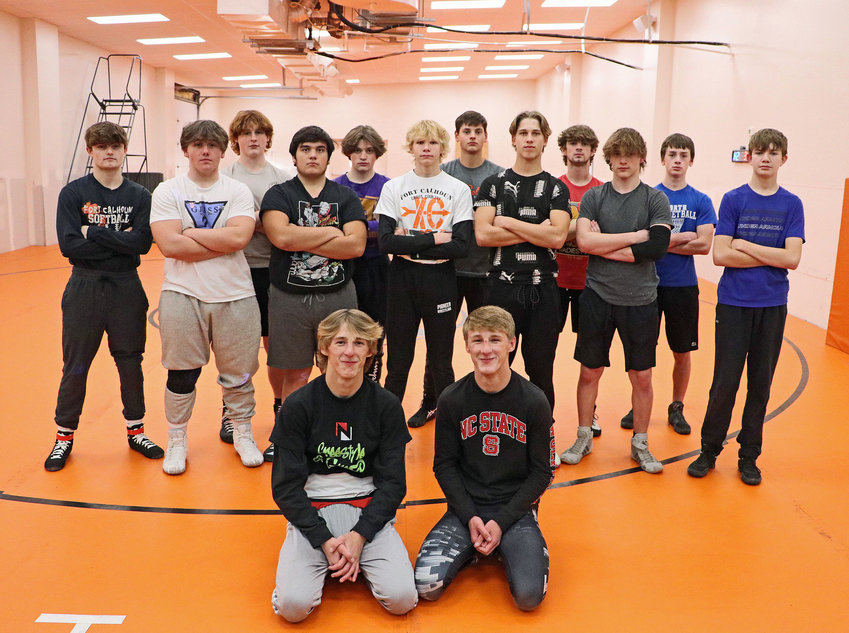 Senior brothers Lance, front left, and Ely Olberding return this winter for their final Fort Calhoun High School wrestling season.