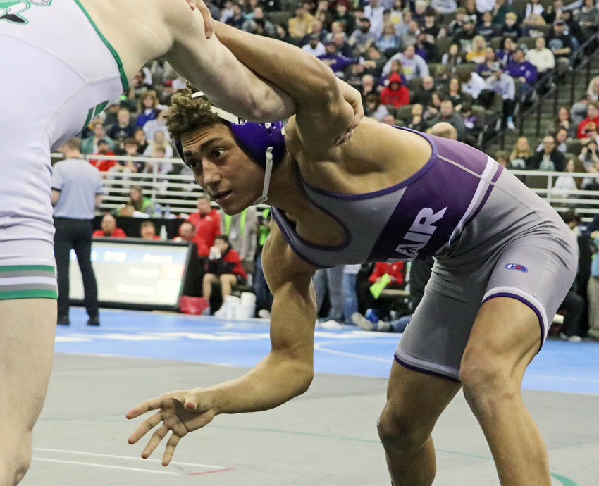 Blair 132-pounder Tyson Brown faces Omaha Skutt's Drew Cooper in a semifinals match Friday at the CHI Health Center.