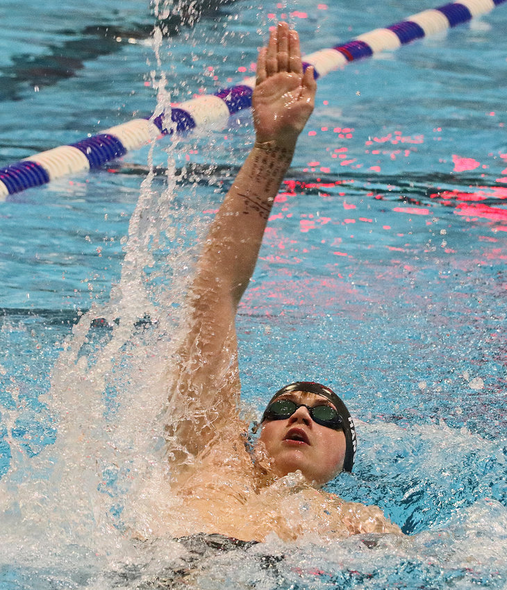 The Fremont Area Swim Team's Jacob Hanson of Blair competes Saturday in Fremont.