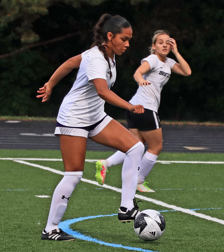 BHS grad Allison Hernandez plays with the ball at her feet Friday at Ralston High School.