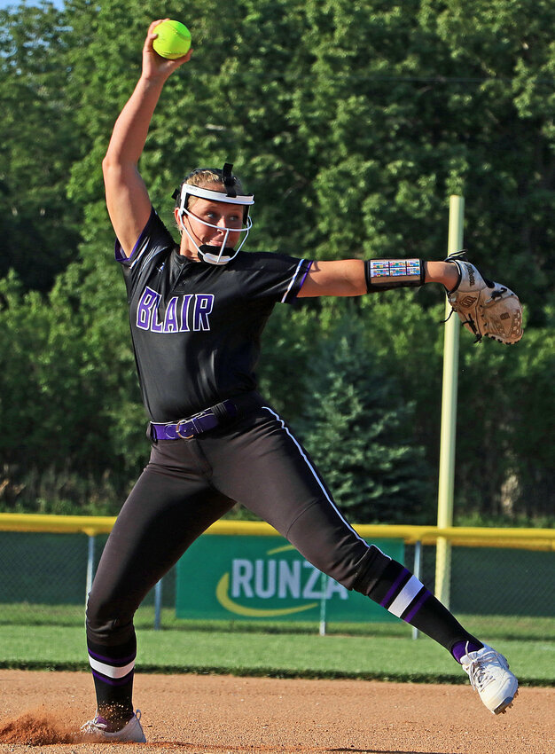 The Bears' Kalli Ulven pitches Thursday at the Blair Youth Sports Complex.