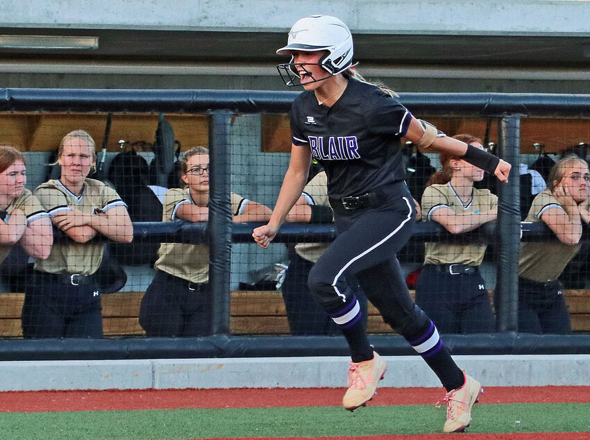 Blair senior Leah Chance heads toward home plate on her sixth-inning home run trot Monday during the NSAA Class B State Championship game in Omaha.