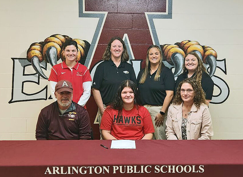 Arlington High School senior Rylee Fuehrer celebrated her signing to the Northeast Community College softball team last week.