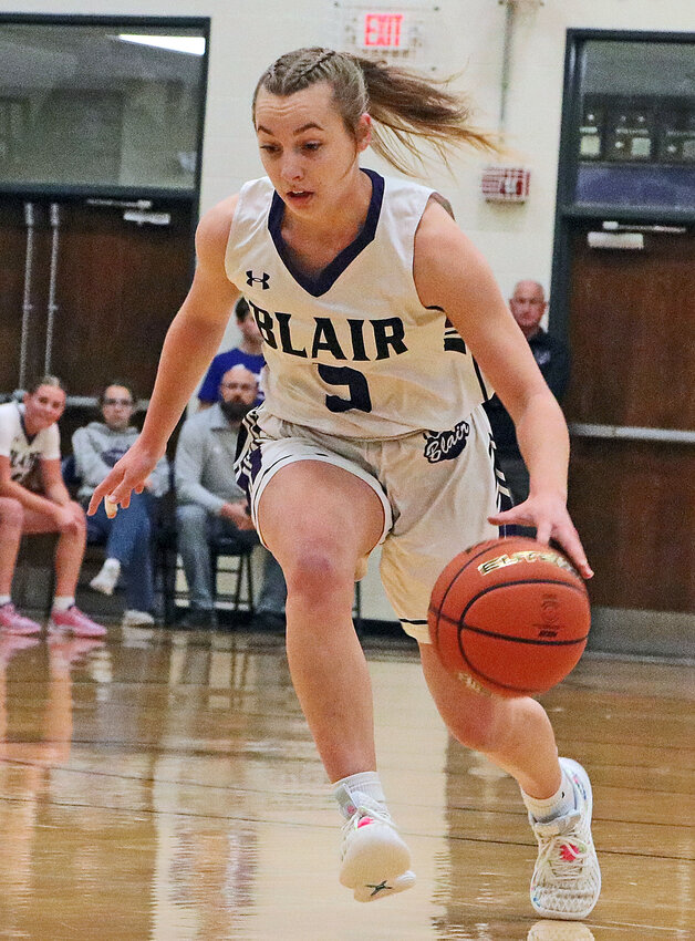 The Bears' Claire Anderson dribbles down the floor Tuesday at Blair High School.