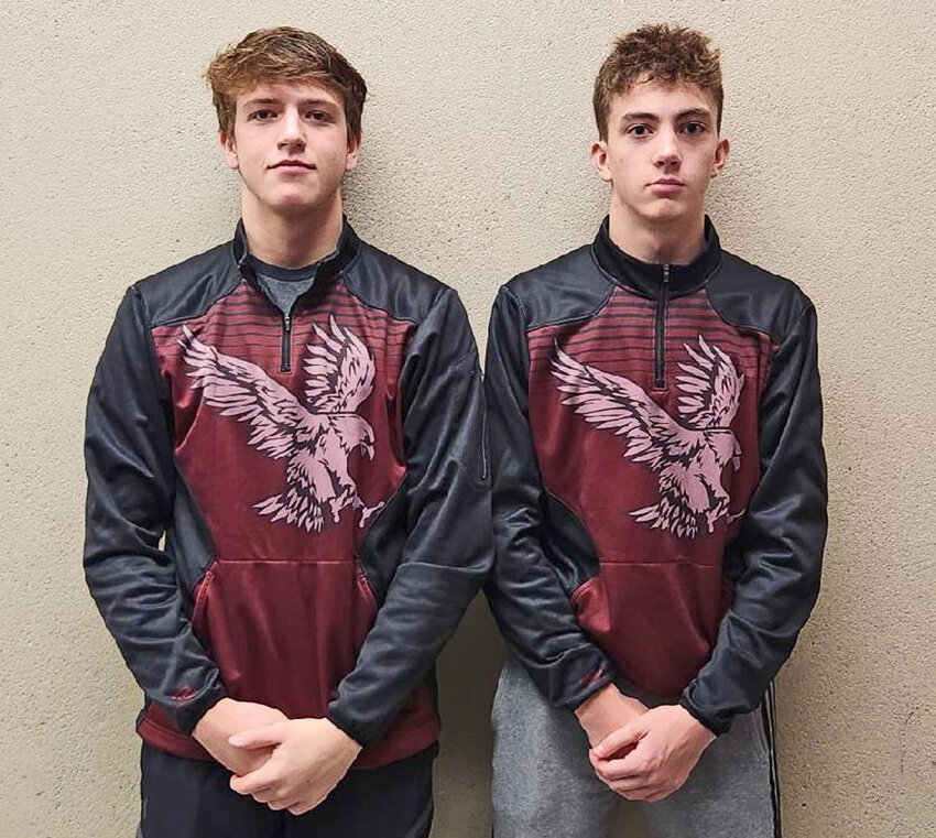 Arlington Eagles Kolton Gilmore, left, and Braxton Soll earned state qualifications Saturday during district competition in Albion.