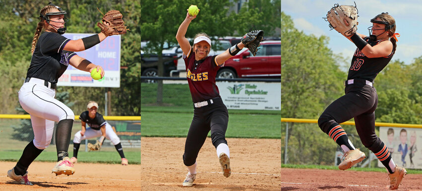 The first Nannen Physical Therapy Athletes of the Week of the new school year are all softball pitchers. Brooke Janning, from left, Tessa Spivey and Anna Taylor all threw gems this past week.