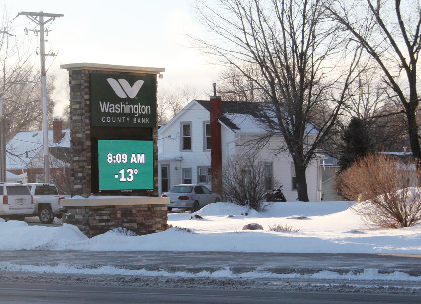 The temperature Tuesday morning was -13 in Blair, according to the sign at Washington County Bank. Temperatures got as low as -20 at the Blair Municipal Airport.