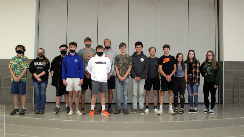 Twenty-two Fort Calhoun High School students will be in the Metropolitan Community College's Career Academy next year. Pictured from left, Jack Doyle, Courtney Smith, Andrew Conklin, Mason Bliss, Wyatt Appel, Sam Halford, Grant Nixon, Dennis Winterberg, Jacob Rupp, Ty Hallberg, Zach Faucher, Maddie Reed, Montanna Hirchert and Katherine Jabens. Not pictured, Dylan Boldt, Joe Doyle, Dylan Mitchell, Alex Negus, Amya Coon, Jayce Ivester, Ethan Shaner and Aaron Swanson...