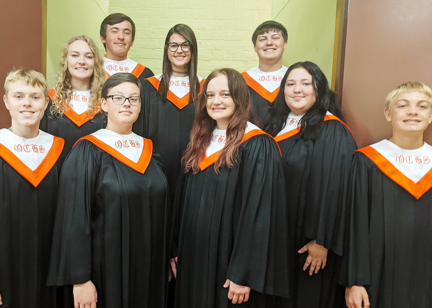 Congratulations to these Oakland-Craig students for singing their way in to the East Husker Conference Choir &ndash; (front from left) Caulin Johnson, Shelby Pickell, Emma Johansen, Emily Ramirez and Elijah Gahan; (back from left) Carlee Warren, Truman Wood, Mia Linder, and Ay-den Lierman.