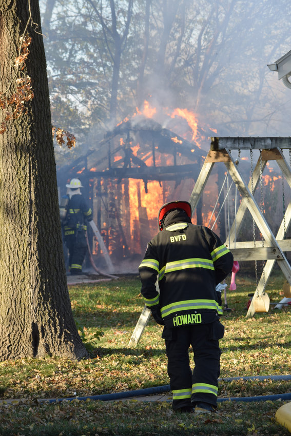 No one was injured when a garage caught fire on 21st and Washington streets Monday afternoon.