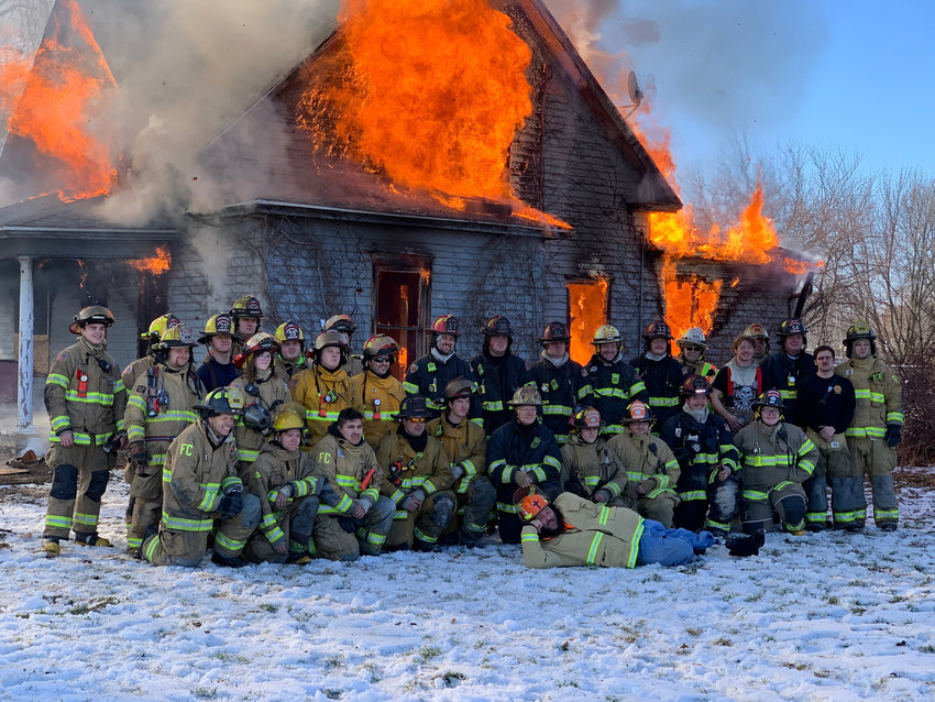 Blair, Fort Calhoun, Irvington, Arlington, Kennard and Missouri Valley, Iowa, gathered at 16th and Adams streets to set a donated two-story house ablaze in December 2020.