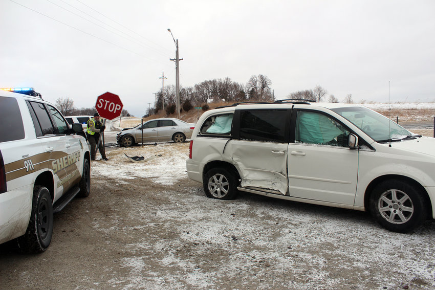 The driver of a van was transported with non-life-threatening injuries following a two-vehicle accident on U.S. Highway 30 and County Road 30 Thursday morning.