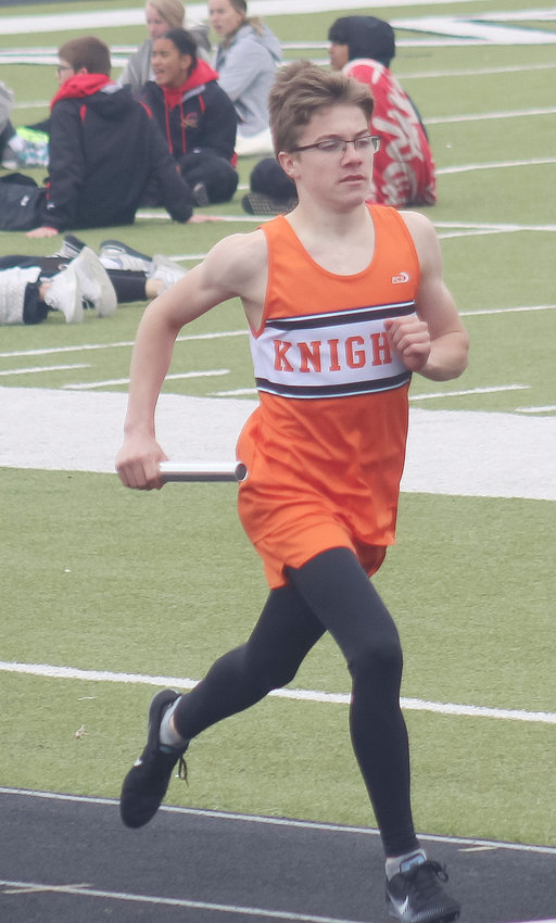 Dawson Meyer ran the first leg of the 4x800m Relay at the Conference Meet Tuesday.
