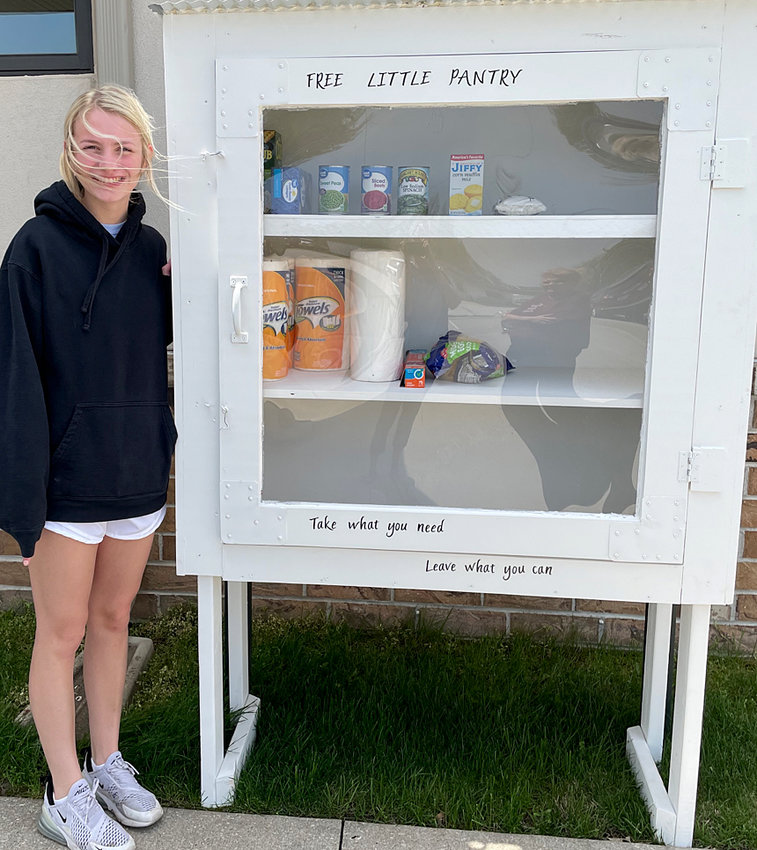 Juliana Anderson has her Government class project ready to go and is hoping to help anyone who is in need of grocery items. Juliana&rsquo;s parents are Lance and Jackie Anderson.