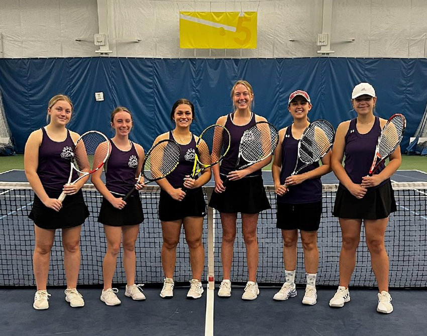 Blair tennis players Alexandra Nilges, from left, Bailey Dingfield, Addy Nilges, Caitlyn Haggstrom, Jenna Murch-Shafer and Mallory Dreher competed at the NSAA Class B State Championships on Thursday in Lincoln.