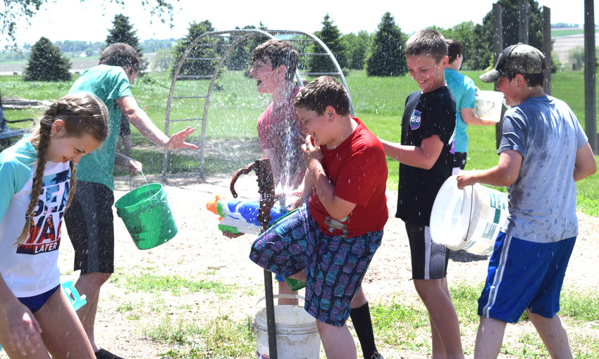 Students at St. Paul's Lutheran School got to cool off on the last day of school with a water fight May 18.