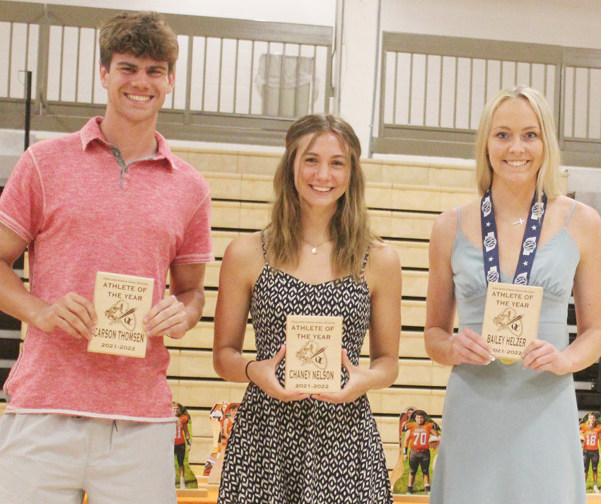 Athletes of the Year were Carson Thomsen, Chaney Nelson and Bailey Helzer.