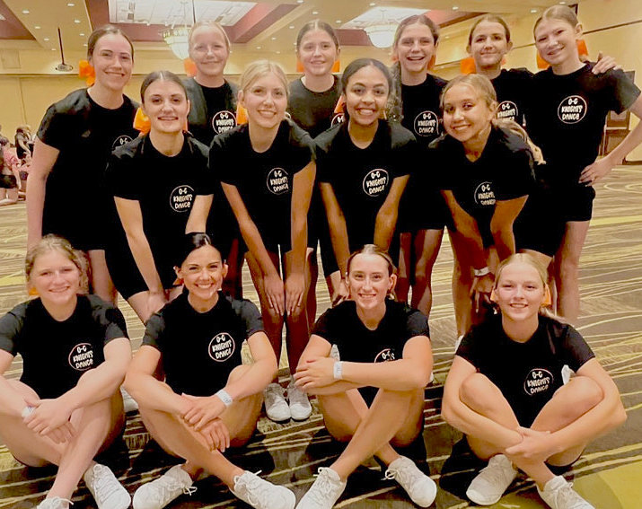 Earning the 110% Award at dance camp for giving their all and then some are the Oakland-Craig Dance Team: ((back from left) Grace Wallerstedt, Emma Anderson, Lyndsay Johnson, Briar Ray, Brooklyn Richards, and Carolyn Magnusson; (middle from left) Amy Snader, Grace Petersen, Piper Beltz, and Taryn Harney; (front from left) Morgan Ray, Maycie Johnson, Johnna Peterson, and Kara Selken.