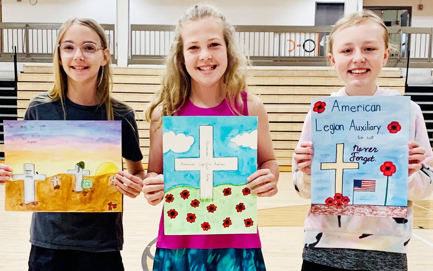 The American Legion Auxiliary Poppy Poster Contest winners from Oakland-Craig are Chloe Selk - 2nd - Place,  Paisley Peterson 3rd &ndash; Place, and Haley Olson &ndash; 1st Place.  Congraultations!