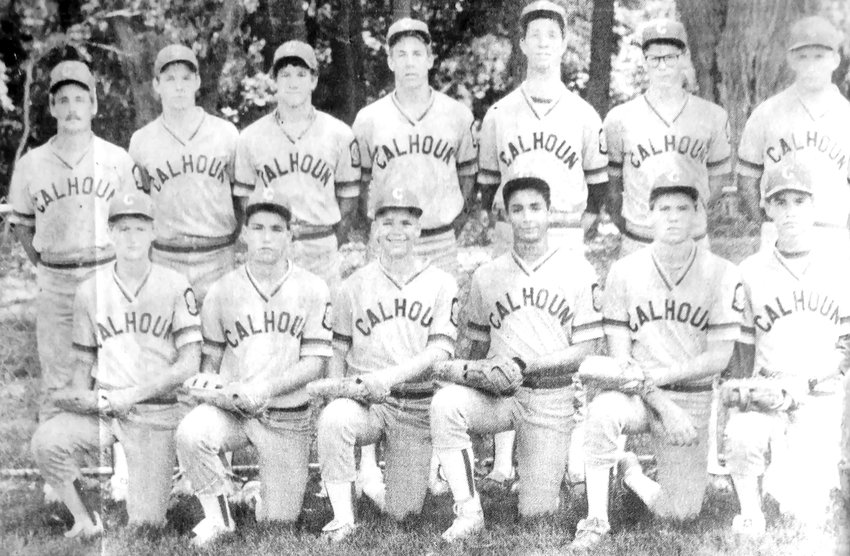 The 1987 Fort Calhoun Midgets baseball team. Front row, from left: Tory Irwin, Shane Lewis, Brian Kaiser, Dave Seizys, Jamie Schneckenberger and Jayson Seitzinger. Back row: Coach Bruce Sill, Troy Humphrey, Dave Matzen, Bryan Fiere, J.R. Holder, Mike Campbell and Jake Swope. Not pictured: Scorekeeper Jim Freburg.