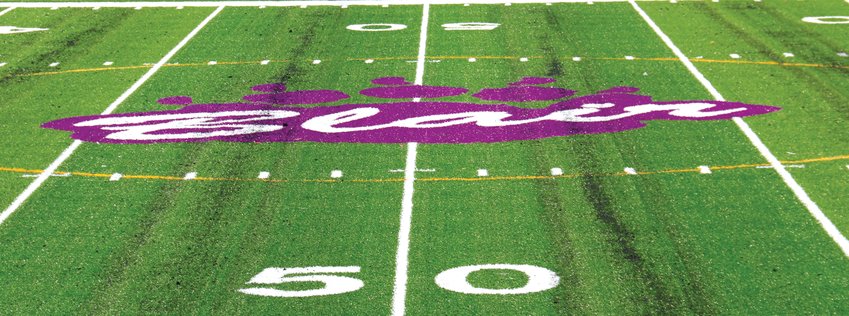 Color and a logo has been added to midfield on the new turf at Krantz Field. Crews began laying the turf in late July and are nearing the end of the project. The new surface will be ready for the fall sports season.