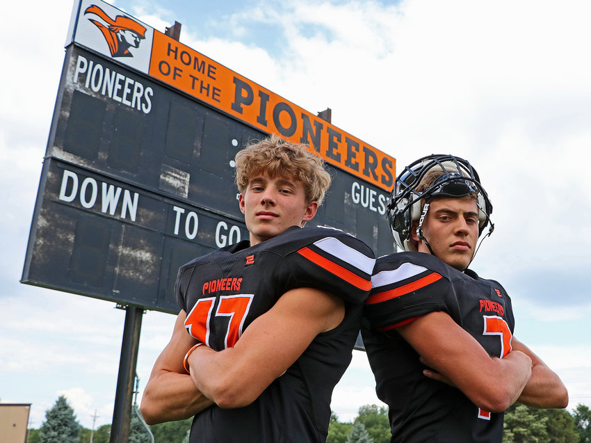 Fort Calhoun seniors Avery Quinlan, left, and Austin Welchert are two of the Pioneers' five returning starters from last year's playoff team.