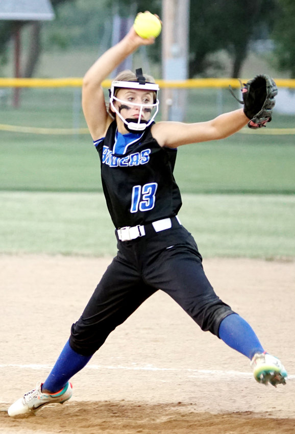 Lady Raider Sage Peters #13 takes a turn on the mound against Arlington.