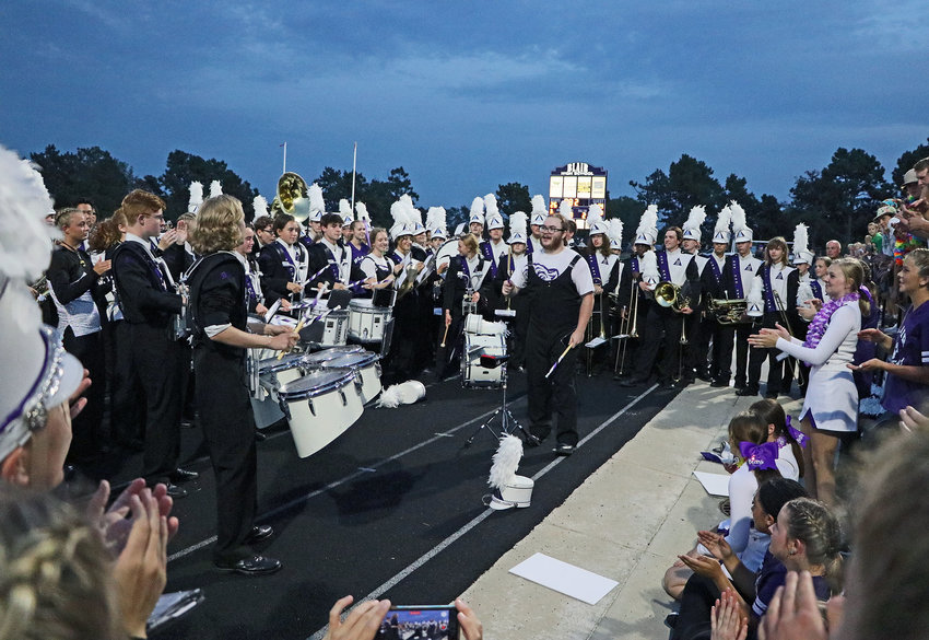 The Blair High School band performs during halftime of the football game Aug. 26 at Krantz Field.