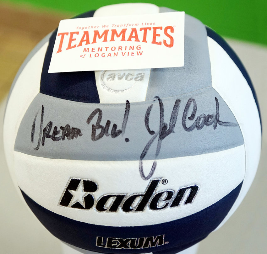 A John Cook &ldquo;Dream Big&rdquo; autographed volleyball is part of the &ldquo;Winner Takes All&rdquo; prize package that Logan View TeamMates will be raffling off on October 20th. Get your tickets at Logan View home events or the high school office.