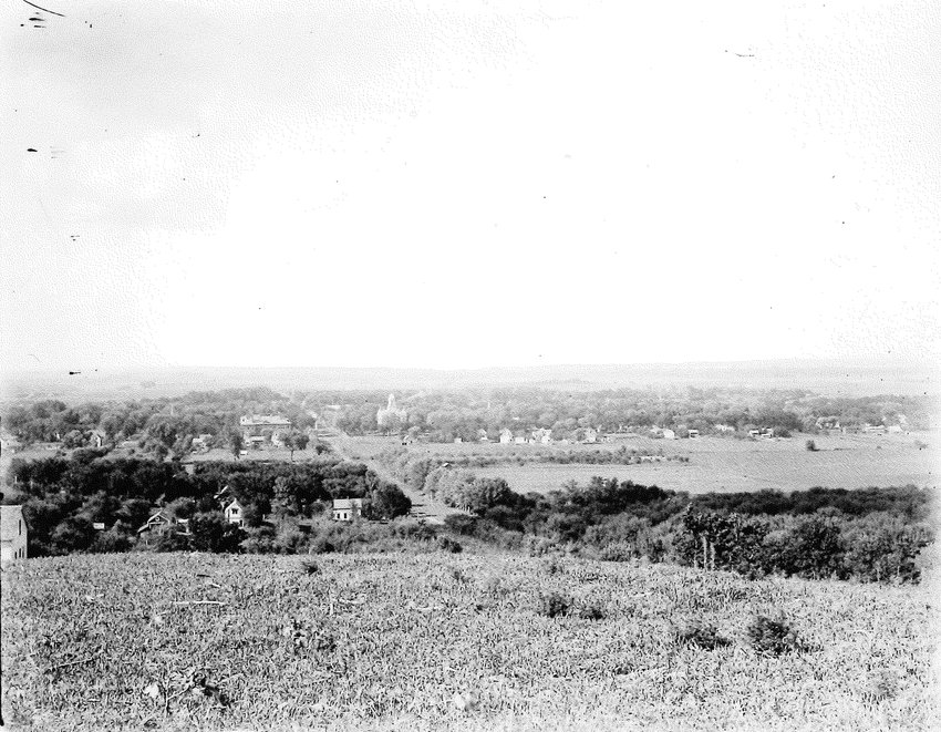 A view of Blair looking north from Waterworks Hill. The Washington County Courthouse and the former Blair High School can be seen in the photo.