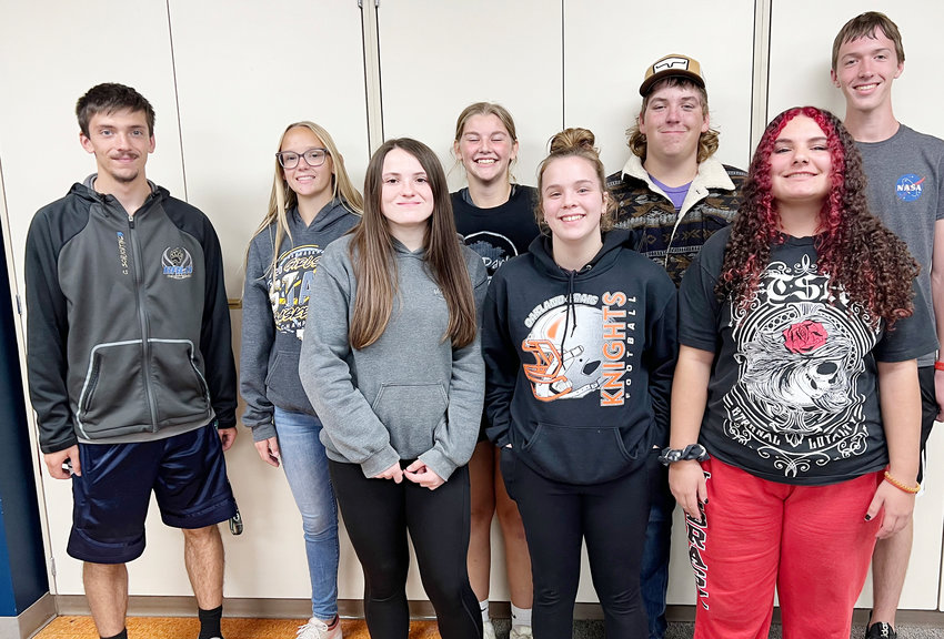 The Cougars will make their voices be heard at the East Husker Conference Honor Choir contest on November 7th. (Back row from left to right) Caleb Schlichting, Miriel Brokaw, Layla Fisher, Tate Simonsen, Colten Miller (Front row from left to right) Alizabeth Whitley, Alex Anderson, Dalynn Hackney