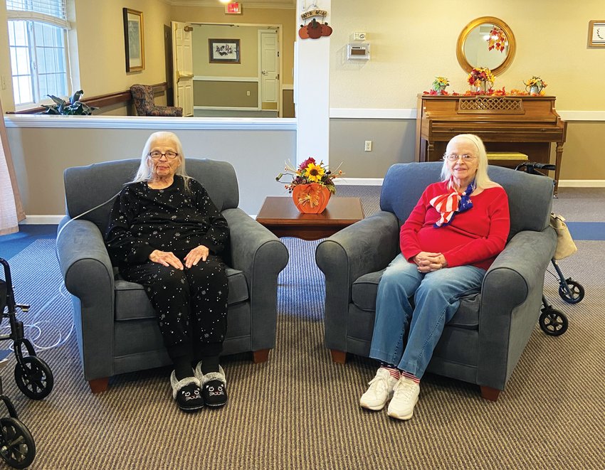 Darlene Cooper (left) and Arlene Fischbach (right), who grew up with the maiden name Lorey, have reunited at Carter Place in Blair after several years apart.